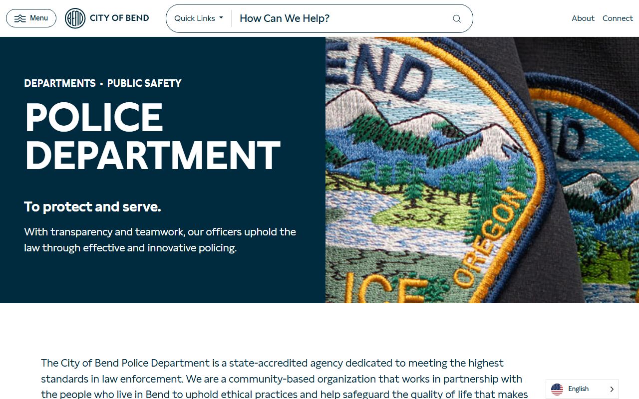 Bend Police Department page for traffic ticket records and public safety