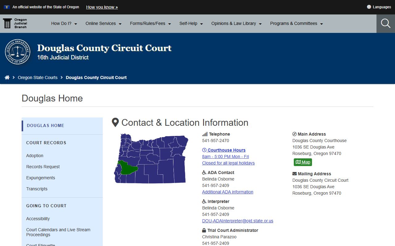 Douglas County Circuit Court website for traffic ticket records
