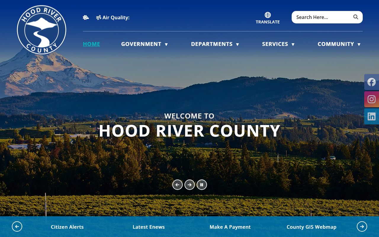 Hood River County government website for traffic ticket records