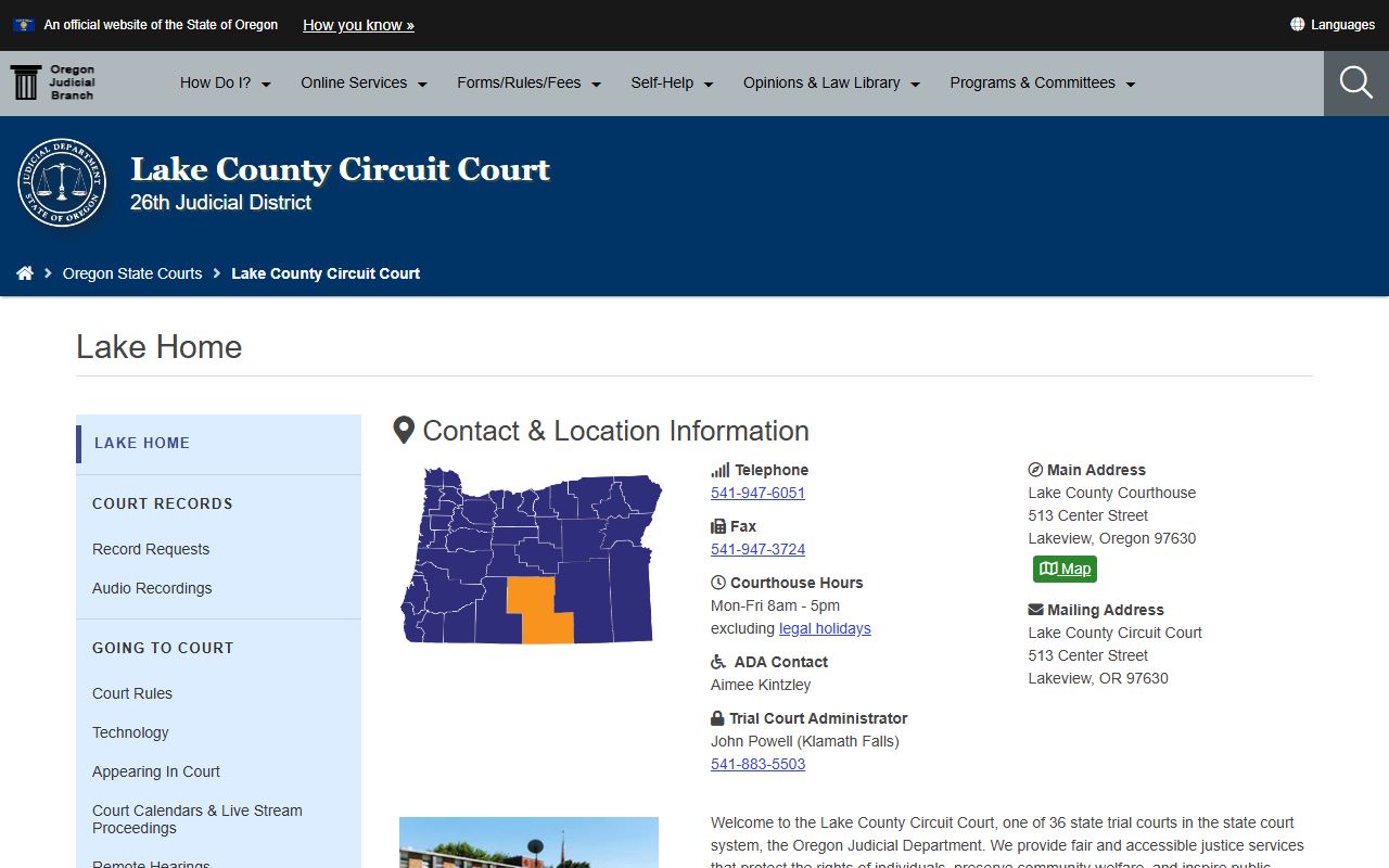 Lake County Circuit Court website for traffic ticket records