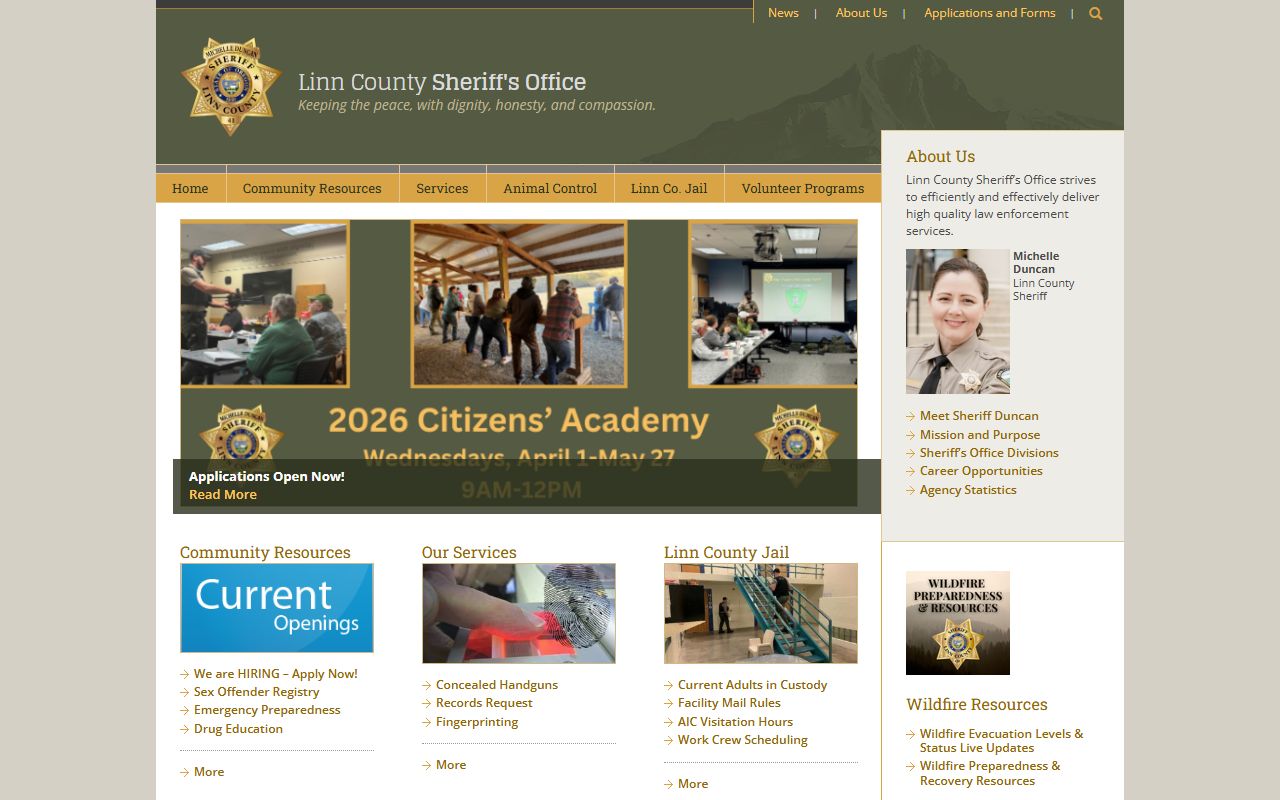 Linn County Sheriff's Office website for traffic ticket records
