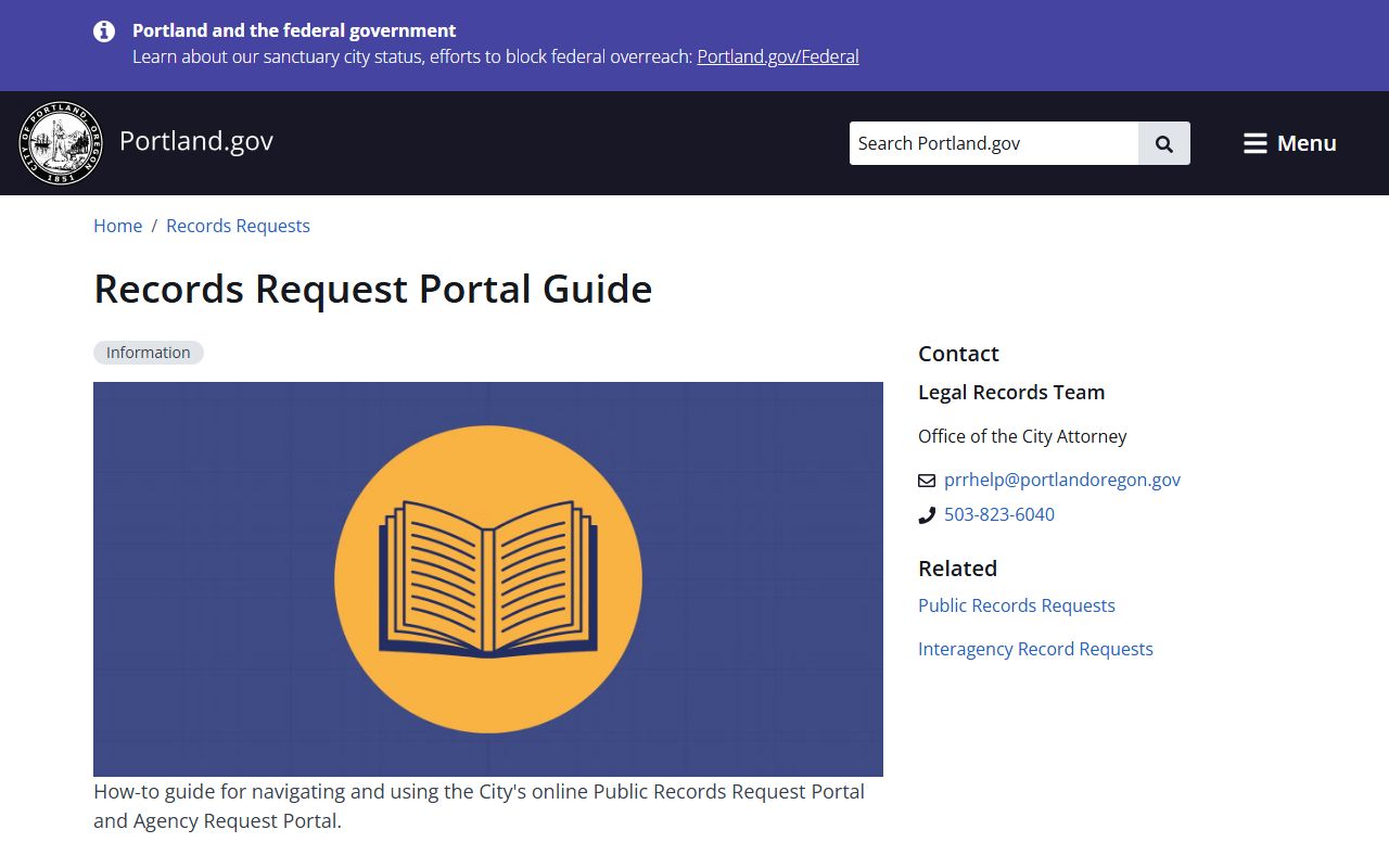 Portland Public Records Portal for traffic ticket records in Multnomah County