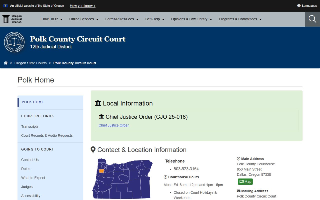 Polk County Circuit Court website for traffic ticket records