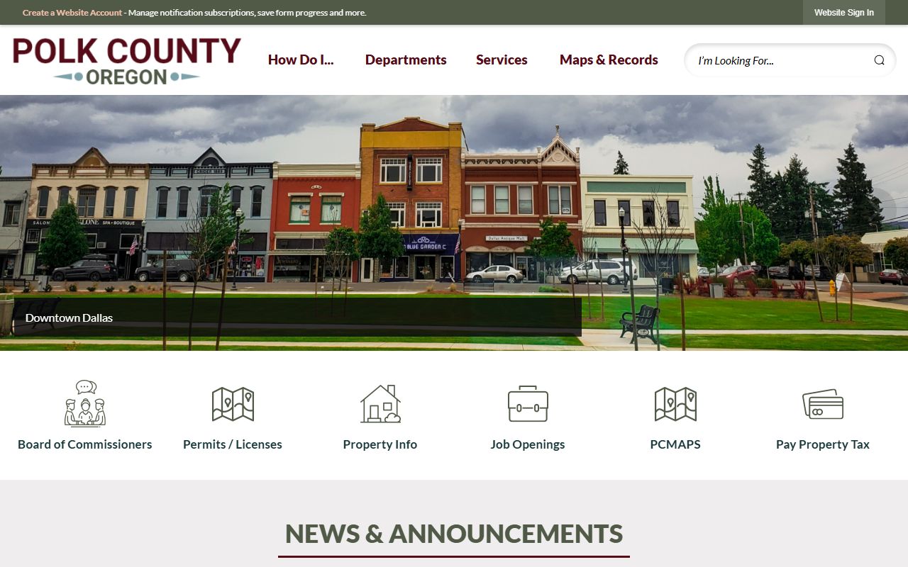 Polk County government website for county records