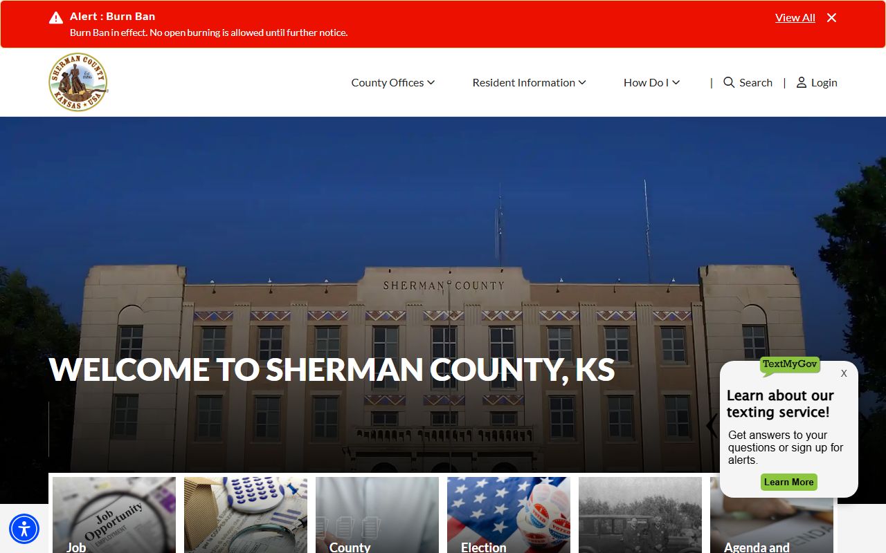 Sherman County government website for county records