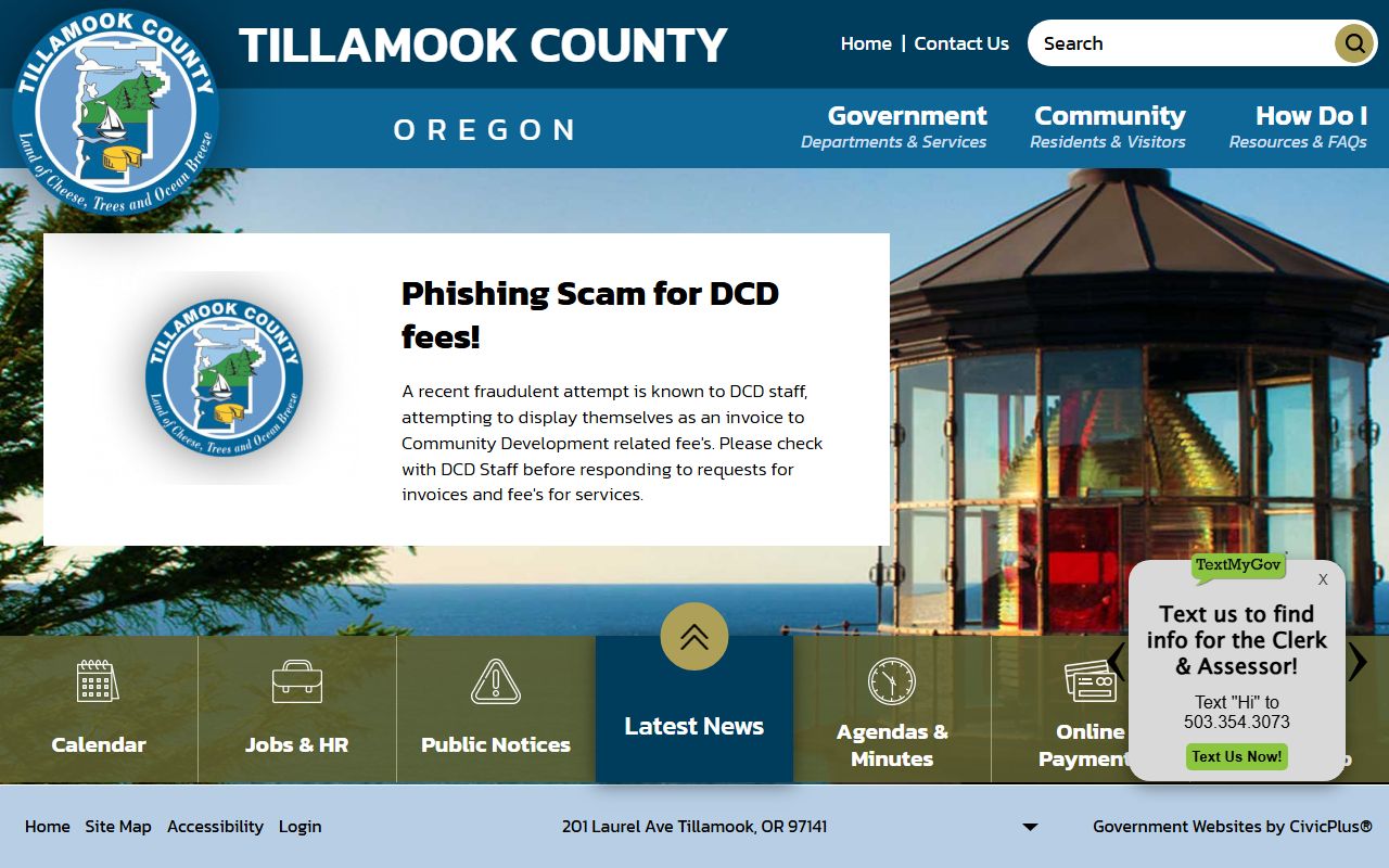 Tillamook County government website for county records