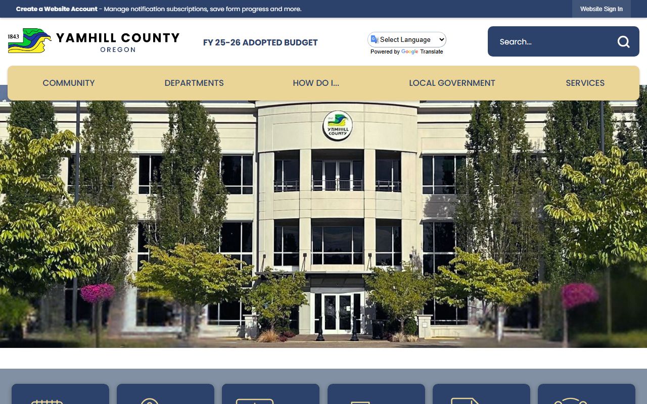 Yamhill County government website for traffic ticket records